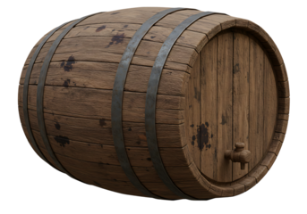 Rustic wooden barrel aged with character for storage