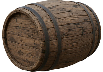 Weathered wooden barrel with metal bands, vintage feel