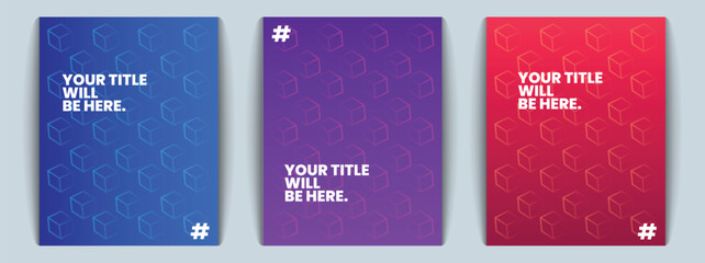 Geometric memphis abstract background with isometric cube pattern layout