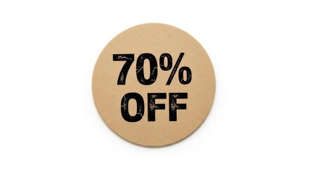 Seventy percent off sale discount on rustic round label