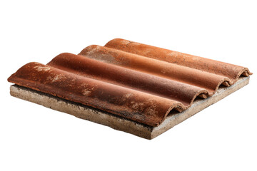 Terracotta roof tile with weathered texture on black background clay, Isolated On White Background, Png Transparent