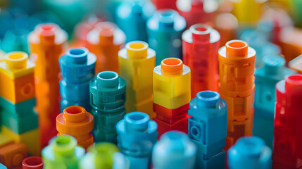 close-up candlestick chart built from colorful