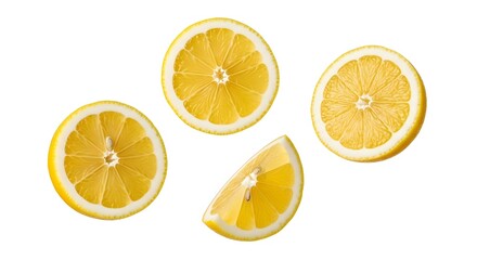 Fresh Lemon Slices on a White Backdrop: Bright, Juicy, and Perfect for Summer Drinks and Healthy Recipes.