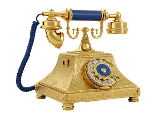 Elegant antique gold telephone with blue accents