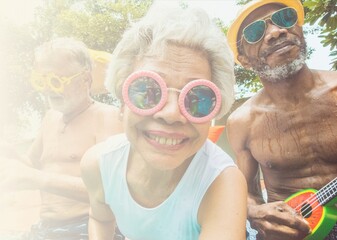 Diverse happy senior people remix