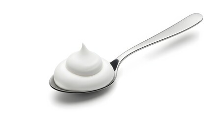 White Creamy Delight: A Spoonful of Smooth Texture on a Clean Background for Culinary Projects
