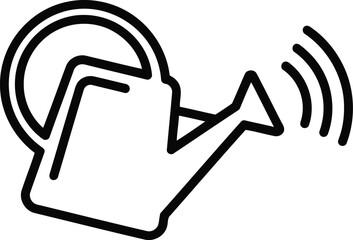 Modern smart watering can icon with signal waves, depicting automated garden irrigation, innovative plant care, and efficient water management technology