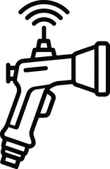 Wireless scanner or signal emitter device line art icon, a modern handheld tool for data transmission and reception