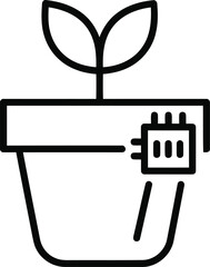 Smart plant pot with sensor, representing precision agriculture, sustainable gardening, and tech innovation