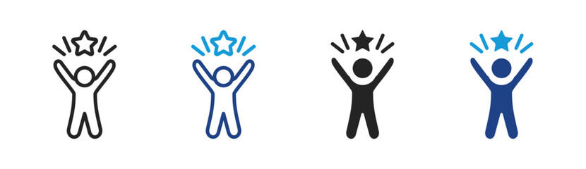 Achievement icon set multiple style collection