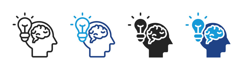 Brain Idea icon set multiple style collection