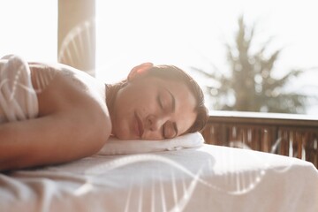 Woman having spa treatment remix