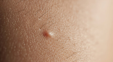 Close up of a small pimple on human skin with texture.