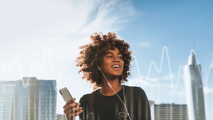 Woman listening to music remix