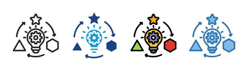 Creative Process icon set multiple style collection