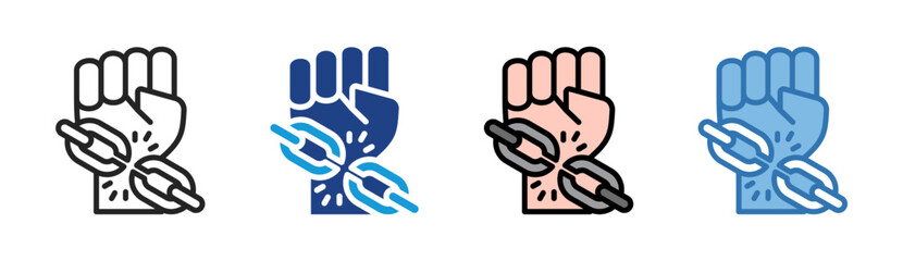 Breaking Chain icon set multiple style collection