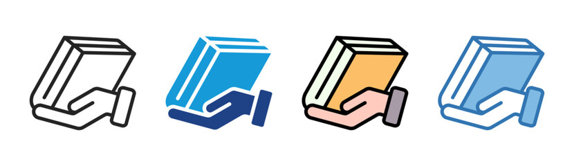 Hand Book icon set multiple style collection