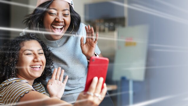Woman having a video call wallpaper