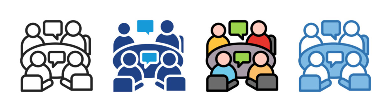 Team Discussion icon set multiple style collection