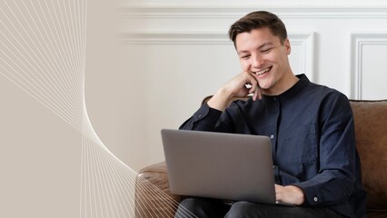Man using a laptop and working from home