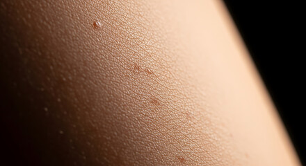 Closeup of human skin texture with visible pores and small bumps.
