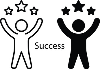 Achievement Victory Excellence Winning Success Rating Stars Vector Silhouette and Pictogram..eps