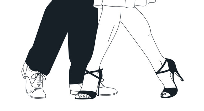 Passionate tango dancers stepping out with vibrant style and rhythm