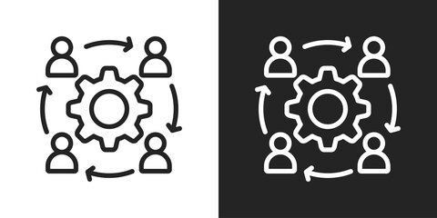 Teamwork Icon In Black And White Line Style
