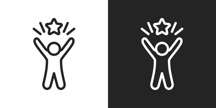 Achievement Icon In Black And White Line Style