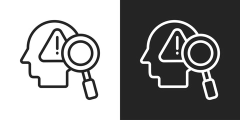 Risk Check Icon In Black And White Line Style