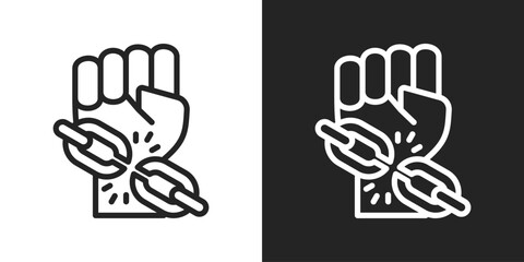 Obraz premium Breaking Chain Icon In Black And White Line Style