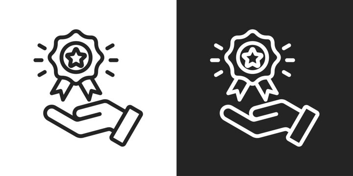 Award Icon In Black And White Line Style - Powered by Adobe