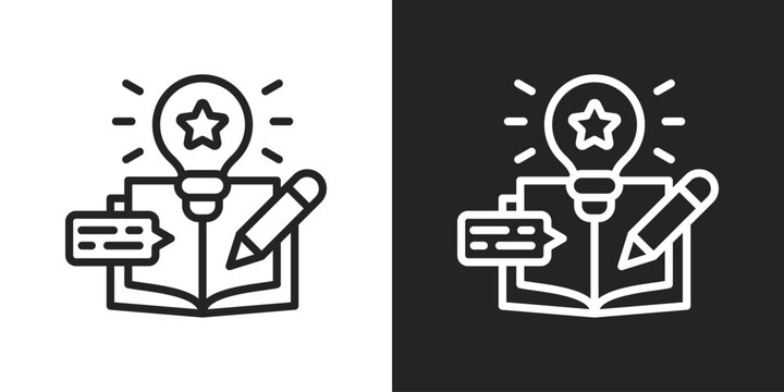 Creative Learning Icon In Black And White Line Style