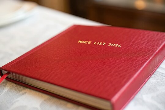 Nice List 2026" Leather-Bound Planner Close-Up