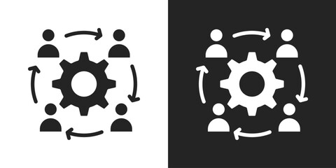 Teamwork Icon In Black And White Glyph Style