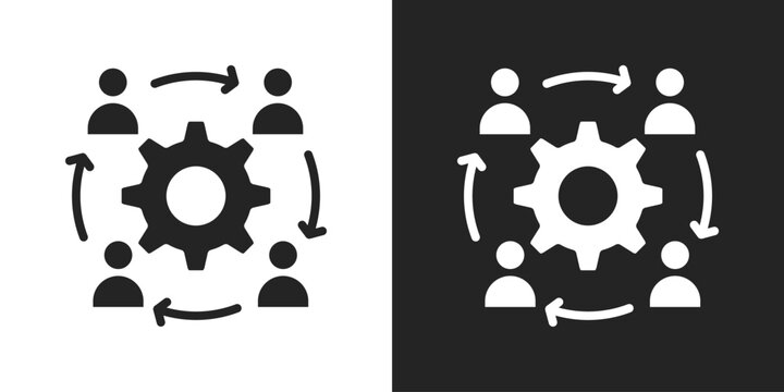 Teamwork Icon In Black And White Glyph Style