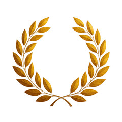 Detailed Golden Laurel Wreath Illustration Symbolizing Victory and Achievement isolated on Transparent Background