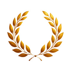 Realistic Shiny Golden Laurel Wreath Illustration Isolated Victory Symbol isolated on Transparent Background
