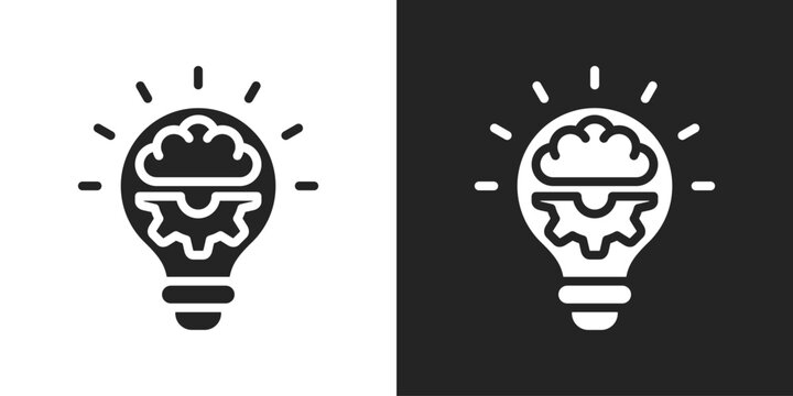 Badge Idea Icon In Black And White Glyph Style