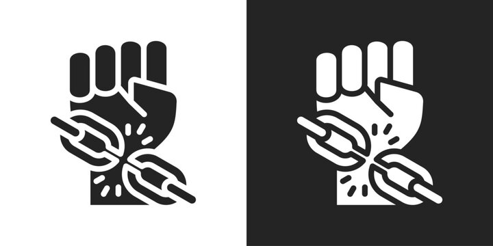 Breaking Chain Icon In Black And White Glyph Style