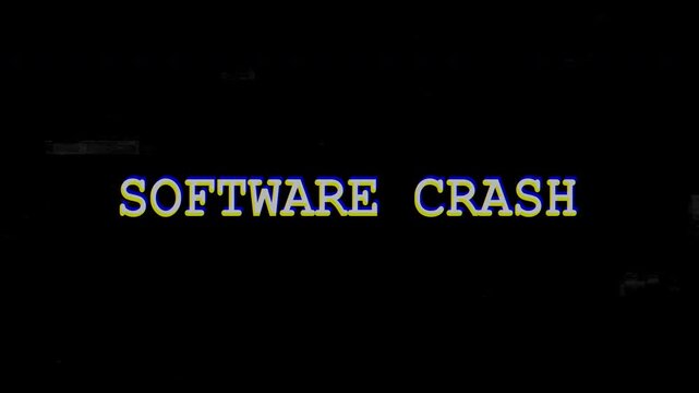 4k stock | Software crash text animation glitch artifact digital error.
