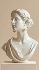 Pearl Earrings on White Greek Female Statue