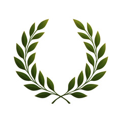 Classic Green Laurel Wreath Vector isolated. Victory and Award Symbol. isolated on Transparent Background