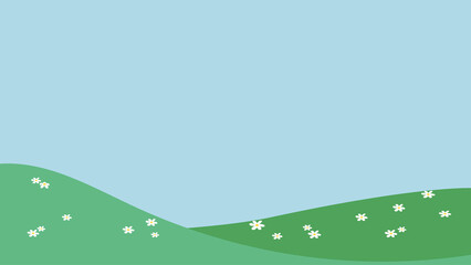 Fototapeta premium Grass hill desktop wallpaper, blue sky simple illustration