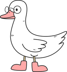 Cute cartoon funny silly goose wearing glasses