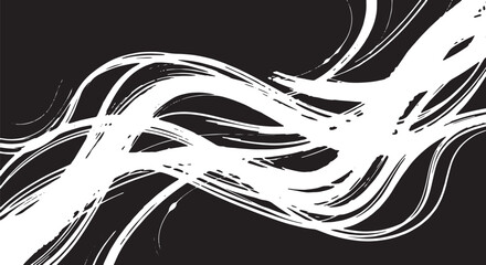 Abstract White Lines on Black Background Create Dynamic Flow and Modern Art Texture.
