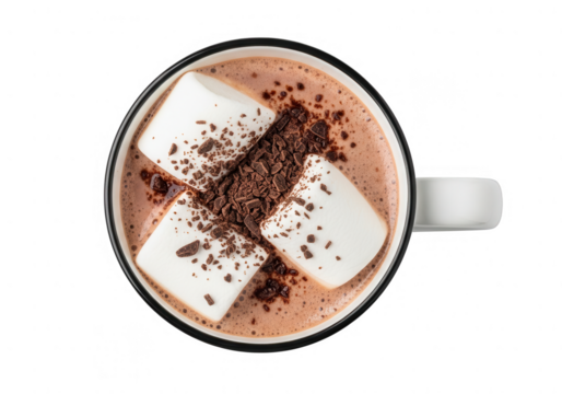 Delicious hot chocolate with fluffy marshmallows and rich chocolate shavings, perfect for winter