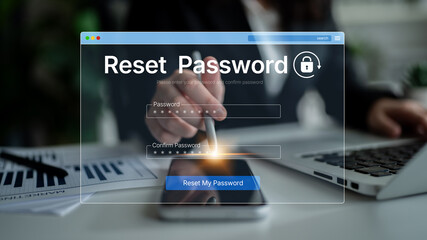 A web browser interface for the password reset function. This form allows a user to recover their account by entering and confirming a new, secure password for access. Fermion