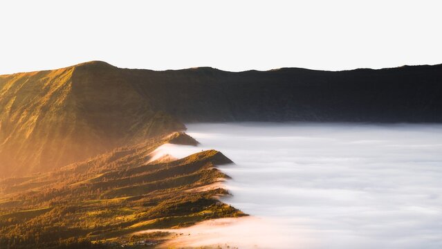 Mount Bromo, Indonesia travel border background