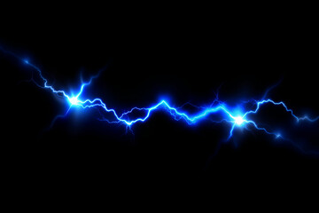 A vivid image showcasing a striking blue lightning bolt against a stark black background